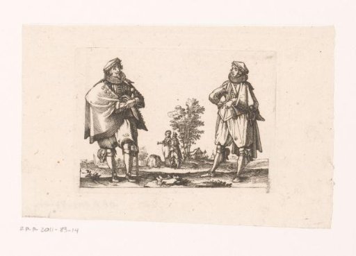 Young and older nobleman with a group in the background