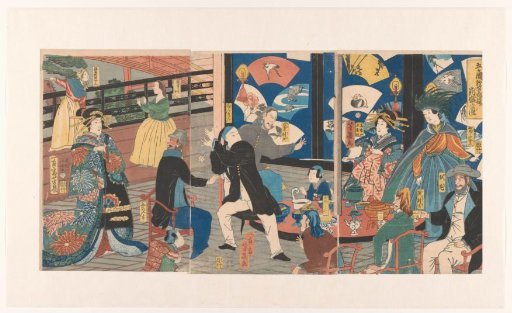 Foreigners during a drinking bout in the Gankiro tea house