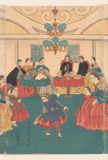 Foreigners entertaining themselves at a banquet