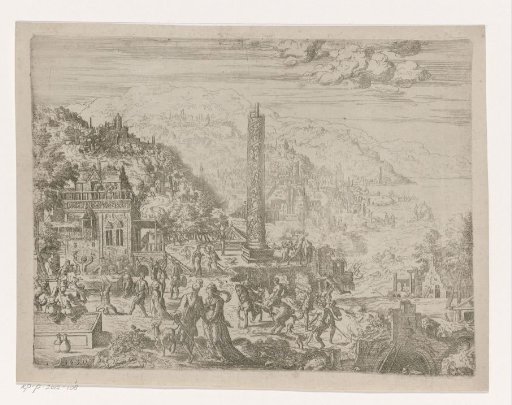 Southern Landscape with a Celebrating Company and an Antique Column