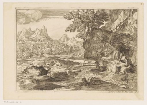 Landscape with Saint Jerome and two fighting lions