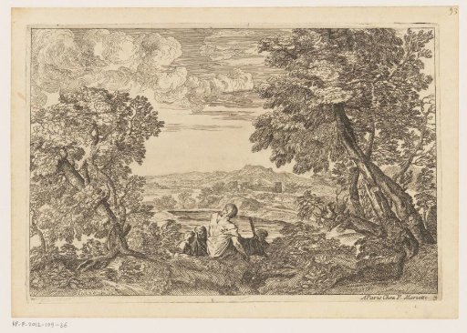 Landscape with four resting men