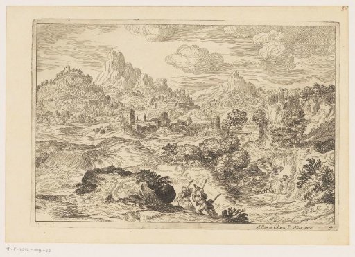 Landscape with travelers and shepherds with a flock