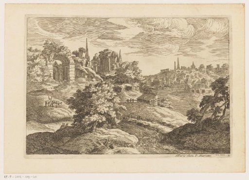 Landscape with ruins and deer