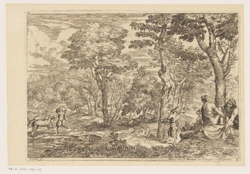 Forest landscape with satyrs