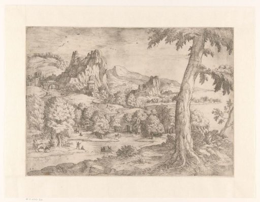 Panoramic Landscape with a Large Tree