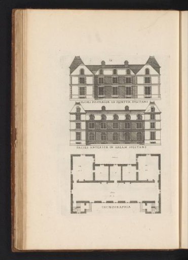 Front and rear elevations and floor plan