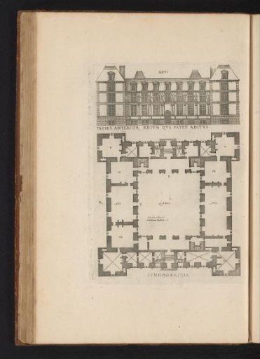 Front elevation and floor plan of the Château d'Ancy-le-Franc