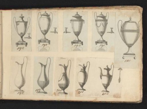 Designs for coffee pots and jugs