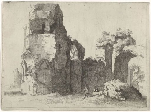 Roman ruins with two figures