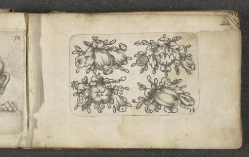 Four bunches of fruit