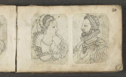 Female figure with a cap and a standing ruff collar