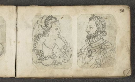 Male figure with a millstone ruff and a laurel wreath