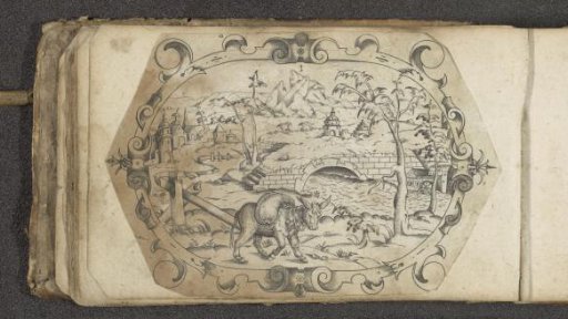 Cartouche with a donkey