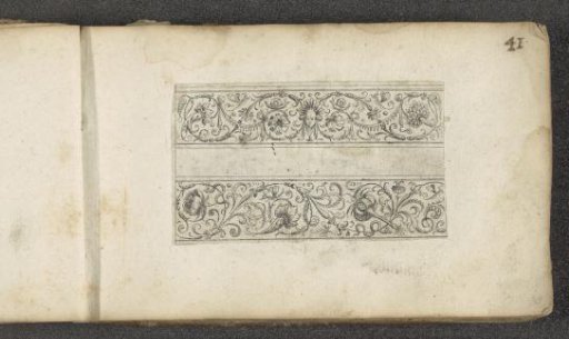 Two friezes with a mask and fruit