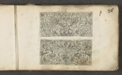 Border decoration with two flowers and foliage