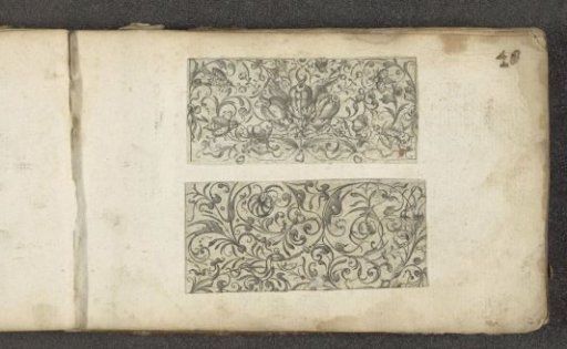 Border decoration with foliage and two adders