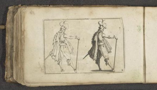 Actor with a plumed hat, in duplicate