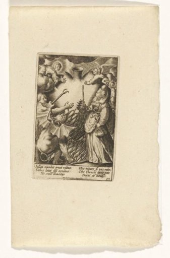 The Holy Heart held by angels with Satan nearby