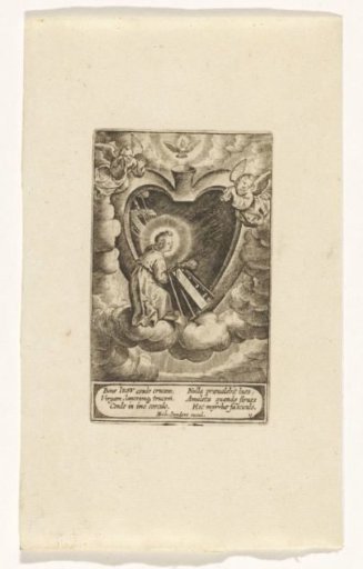 The instruments of the Passion being carried into the Holy Heart