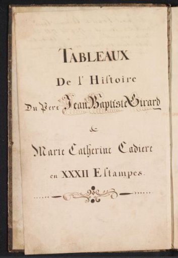 Title for the print series on the affair of Marie-Catherine Cadière and Jean-Baptiste Girard