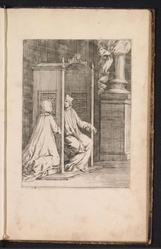 Marie-Catherine Cadière in the confessional with Father Jean-Baptiste Girard