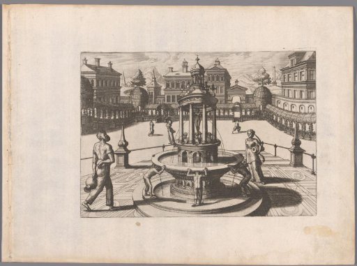 Fountain crowned with round temple on square
