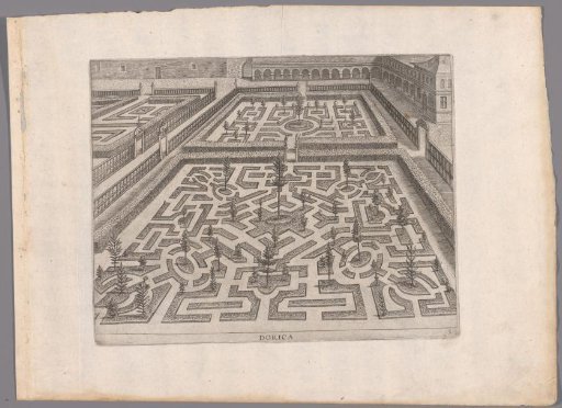 Garden with a parterre with trees and shrubs