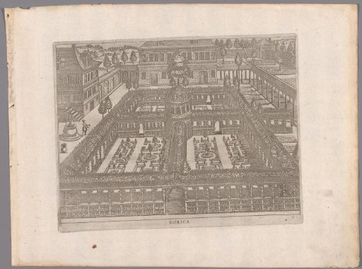 Garden with four parterres surrounded by lattice walkways