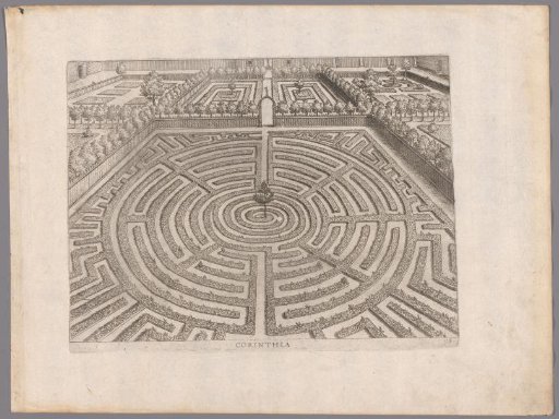 Garden with a parterre in the form of a spiral