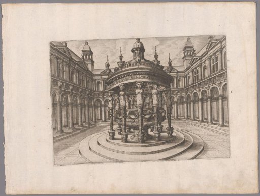 Courtyard with a round fountain