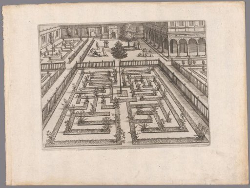 Garden with a parterre and a colonnade