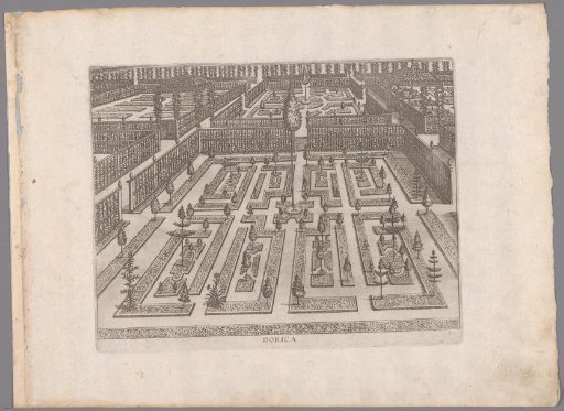 Garden with a parterre consisting of eight rectangular compartments