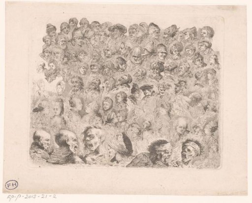 Composition with various heads, with heads of the dead at the bottom