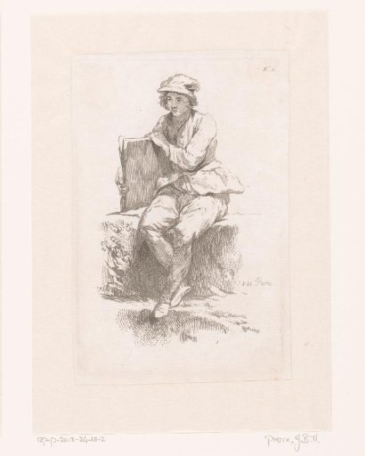Seated young man with a portfolio under his arm