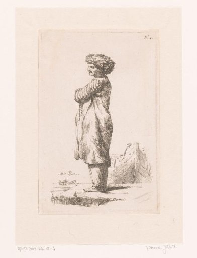Man with a fur cap standing on a quay