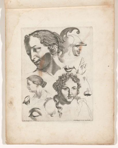 Print 2 from a Series of Drawing Examples with Four Faces