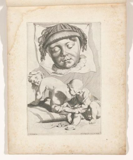 Print 6 from a Series of Drawing Examples with Three Children
