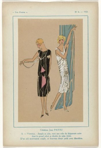 Très Parisien, 1925, No. 6, Pl. 6: Creations by Jean PATOU - DIZZINESS.
