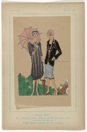 Très Parisien, 1925, No. 7, Pl. 16: Creations JENNY - AVENUE DU BOIS