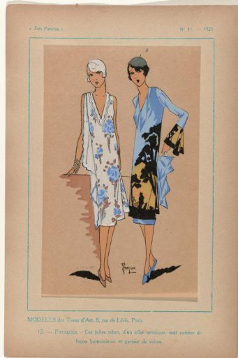 Très Parisien, 1925, No. 11, Pl. 12: MODELS of Art Fabrics - LANDSCAPES