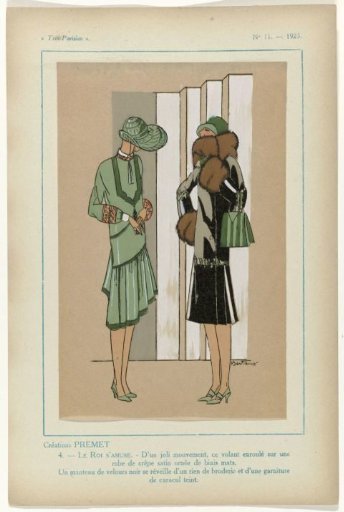 Très Parisien, 1925, No. 11, Pl. 4: Creations PREMET - THE KING IS AMUSED