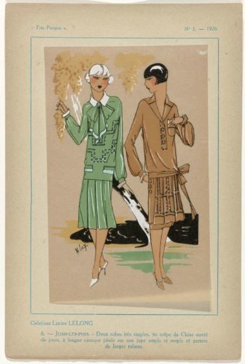 Très Parisien, 1926, No. 1, Pl. 6: Creations by Lucien LELONG - JUAN-LES-PINS