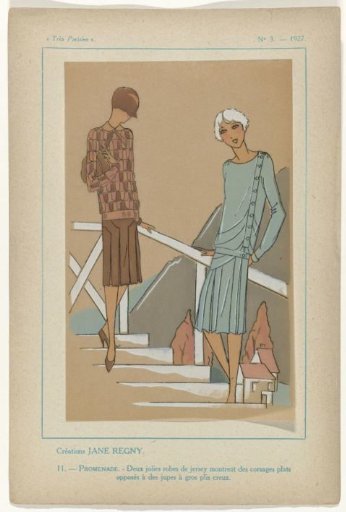 Very Parisian, 1927, No. 3, Pl. 11: Creations JANE REGNY - PROMENADE