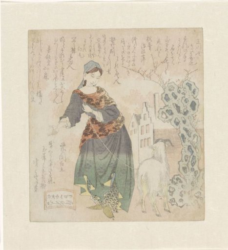 European woman with a goat