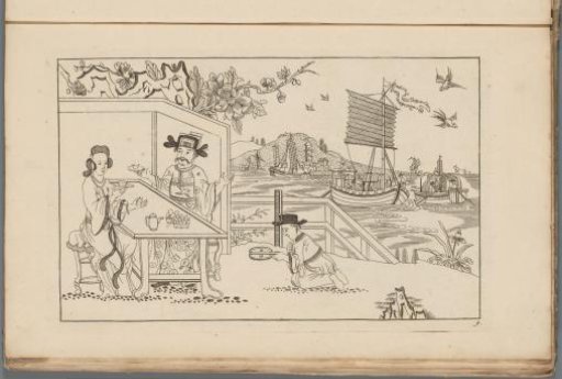 Landscape with a man and a woman drinking tea