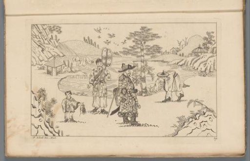 Four Chinese figures in a landscape