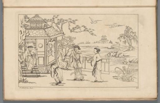 Chinese landscape with figures and a pavilion