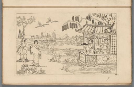 Chinese lady with a document in a landscape