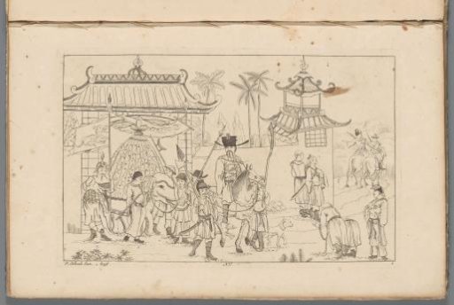 Chinese prince going in procession through a gate